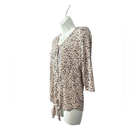 Reitmans, Knit Cropped Cardigan, Small, Pink, Black & White - Picture 5 of 8